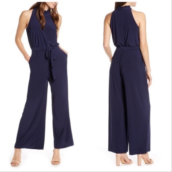 Vince Camuto Pants - Vince Camuto Ruffle Collar Jumpsuit In Navy Size 2